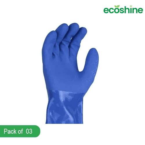 Blue PVC Heavy Duty Gauntlet Gloves (35" Long, Pack of 3)