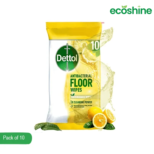 Dettol Multipurpose Antibacterial Biodegradable Floor Cleaning Wipes – Lemon (Pack of 10)