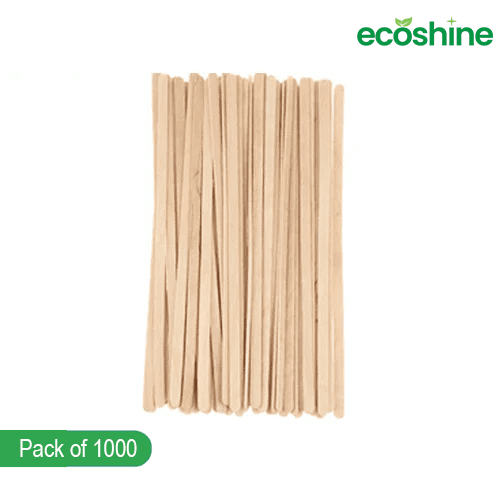 Eco-Friendly Wooden Coffee Stirrers - 190mm x 5mm x 1.3mm, Pack of 1000