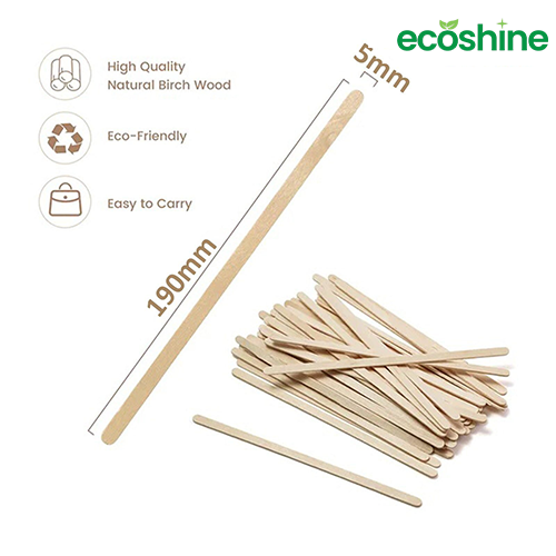 Eco-Friendly Wooden Coffee Stirrers - 190mm x 5mm x 1.3mm, Pack of 1000