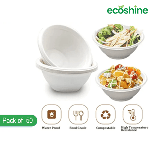 EcoChoice 32oz White Compostable Bagasse Bowls (Pack of 50)