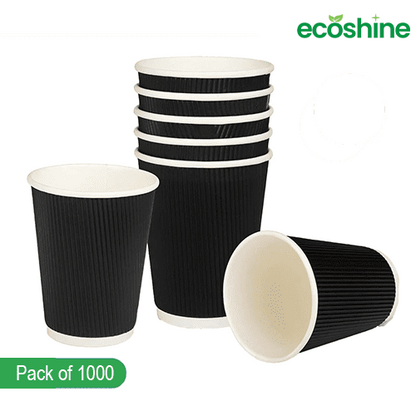 Disposable Hot Drink Cups without lids for Coffee (Box of 100-1000) Black-(8 oz)