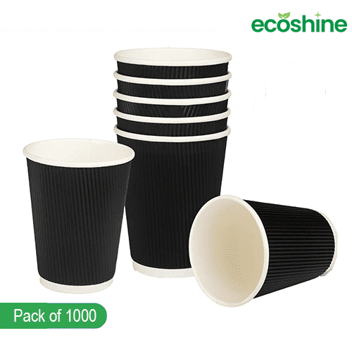 Disposable Hot Drink Cups without lids for Coffee (Box of 100-1000) Black-(8 oz)