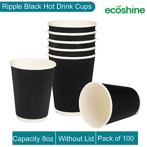 Disposable Hot Drink Cups without lids for Coffee (Box of 100-1000) Black-(8 oz)
