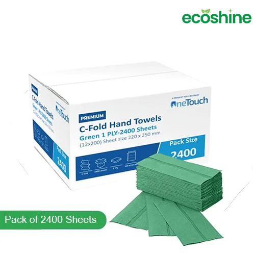 C-Fold Green Hand Towels – 1 Ply Recycled (2400 Sheets)