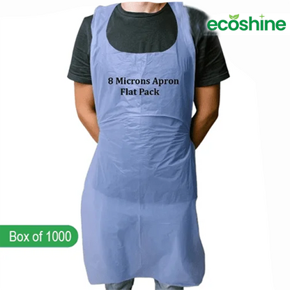 Disposable 8 Microns Blue Aprons Flat Pack Box of 1000  (10x100 per pack)