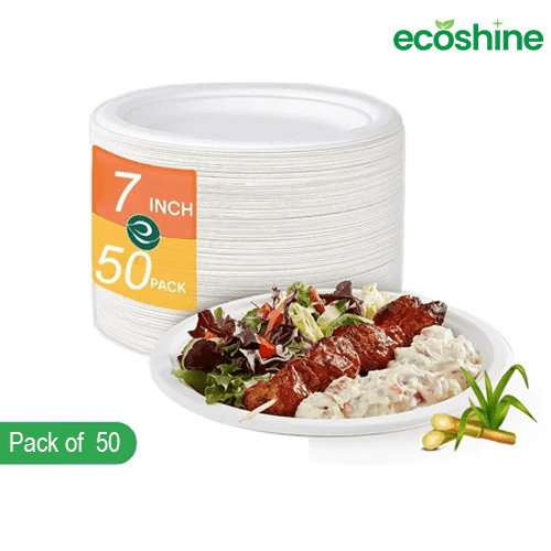 EcoChoice 18cm Bagasse Plates (Sustainable & Biodegradable, Pack of 50)