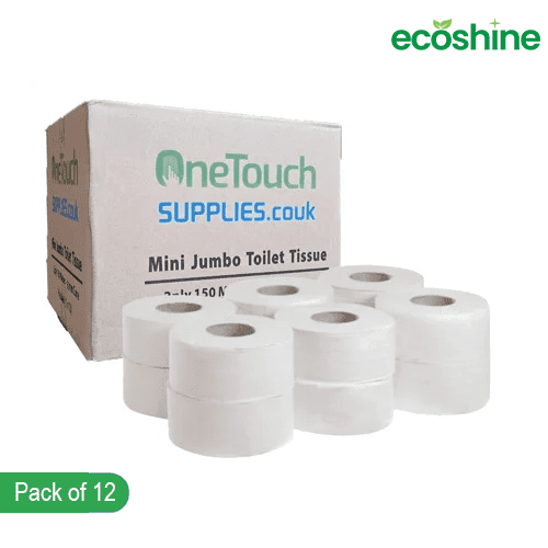 Mini Jumbo Toilet Rolls - 2-Ply, 150m, 12-Pack with 60mm Core
