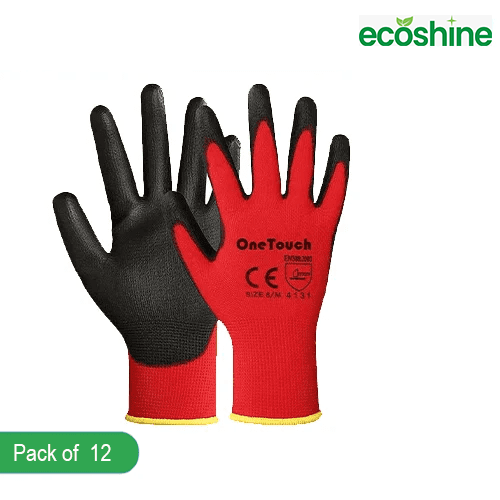 Red Nitrile Gloves | 12 Black Red Nitrile Coated Gloves