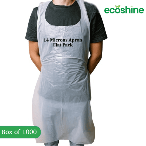 Disposable 14 Microns White Aprons Flat Box of 1000 (10x100 per pack)
