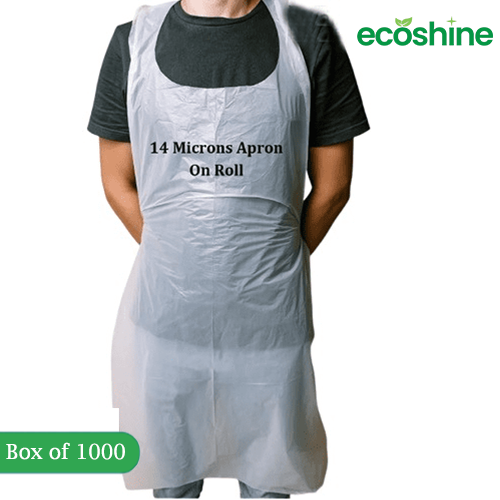 Disposable 14 Microns White Aprons On Roll Box of 1000 (5x 200 per roll)