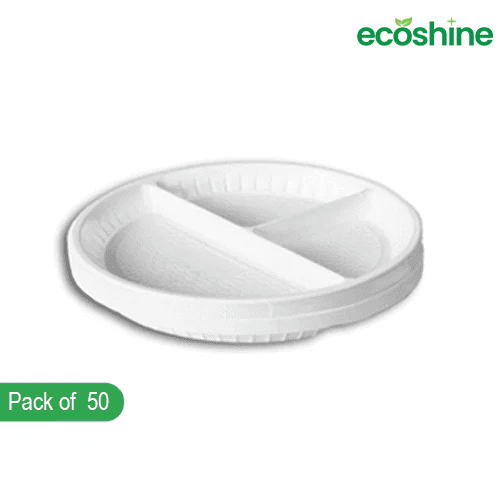 Premium 10'' Partition Sugarcane Plates: (Pack of 50)