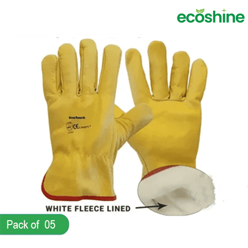 Leather Driving Gloves |  Fleece Softness | Stretchable Cuffs (5 Pairs)