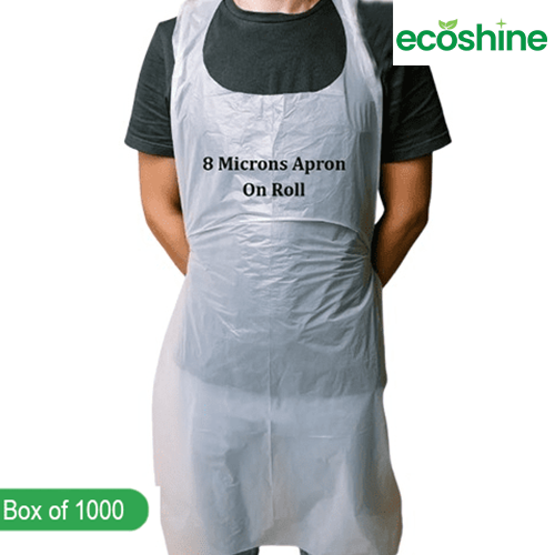 Disposable 8 Microns White Aprons Flat Box of 1000  (10x100 per pack)