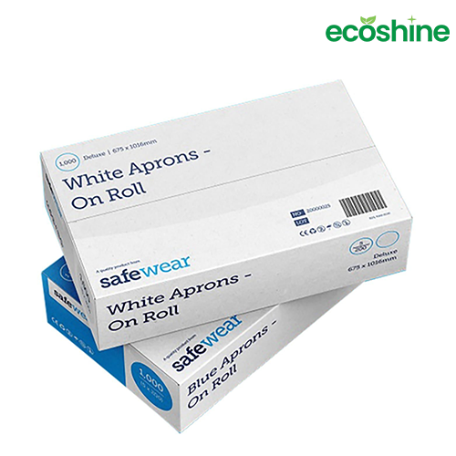 Disposable 8 Microns White Aprons On Roll Box of 1000 (5x 200 per roll)