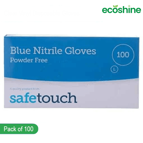Safetouch Blue Nitrile Gloves – Latex & Powder Free | Pack of 100