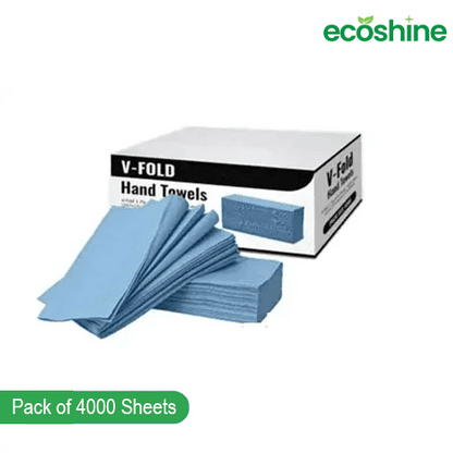Blue Hand Towel | V Fold Paper Towels 1-Ply | 4000 Sheets in a Box