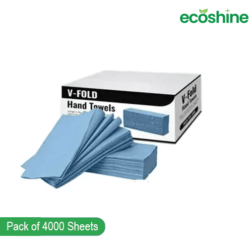 Blue Hand Towel | V Fold Paper Towels 1-Ply | 4000 Sheets in a Box