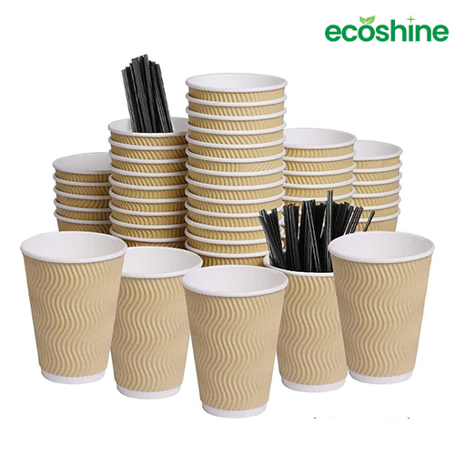 Disposable Ripple Hot Drink Cups, without lid, Triple Insulated (100- 1000)-Kraft(8 oz)