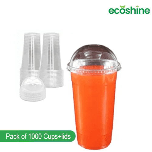 Clear PET Smoothie Cup And Dome Lid 10 & 12oz (1000 cups+lids)