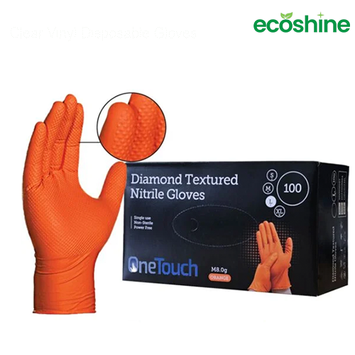 Diamond Textured Nitrile Gloves – Orange (Box of 100)