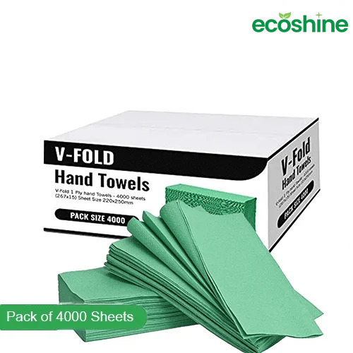 Recycled Green V-Fold Paper Hand Towels – Pack of 4000 Sheets