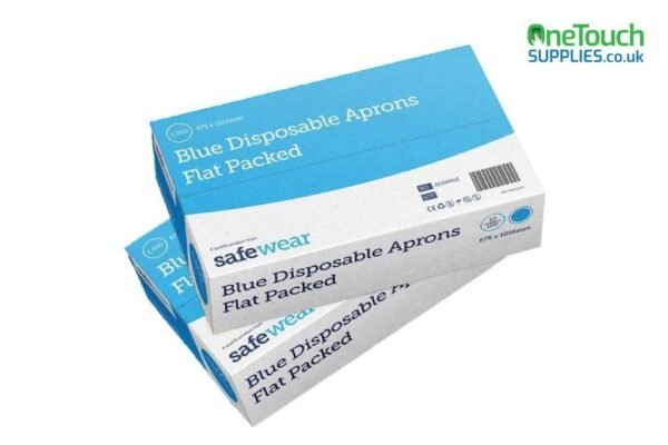 Disposable 14 Microns Blue Aprons Flat Pack Box of 1000 <span class="small-heading">(10x100 per pack)</span> - Image 2