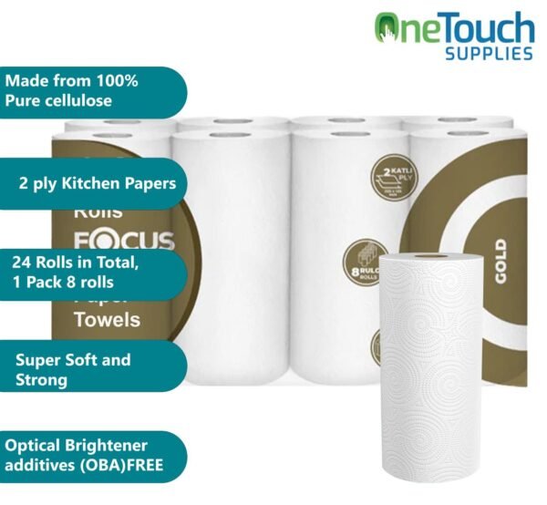 Ultra-Absorbent Kitchen Towels | Focus Premium 24 Roll Pack