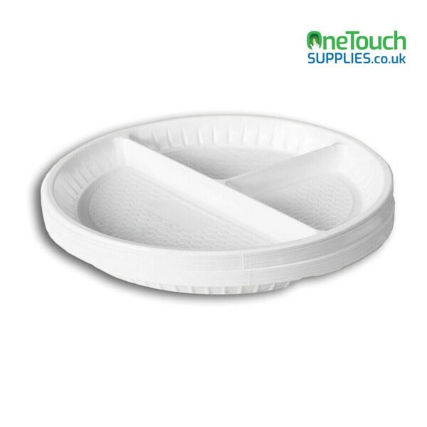Premium 10'' Partition Sugarcane Plates: (Pack of 50)