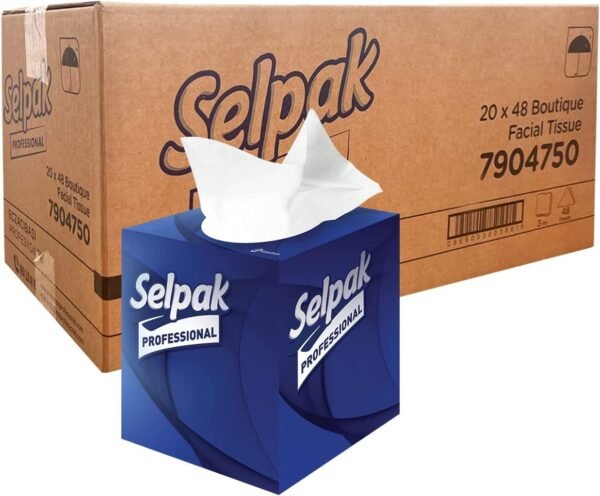 Selpak 3ply Facial Tissue White Soft and Ideal for Sensitive Skin (Cube Boxes20x1) - Image 2