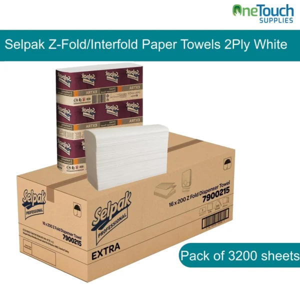 Z Fold Paper Towels | Selpak 2 ply in White Colour | (3200 Sheets in a Box)