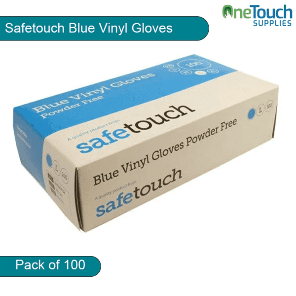 Safetouch Blue Vinyl Gloves – Latex & Powder Free | Pack of 100