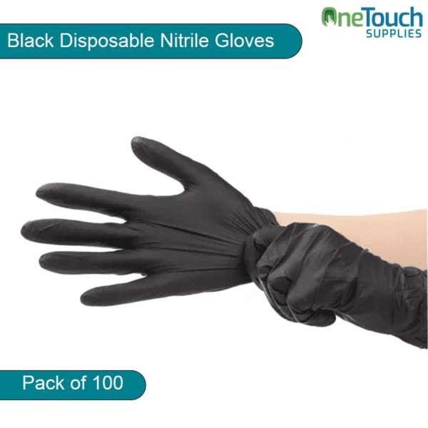 Safetouch Black Disposable Nitrile Gloves - Pack Of 100