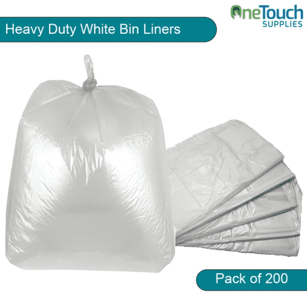 Heavy Duty White Bin Liners (Flat Pack 200) 18 inches 29x39