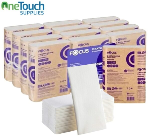 Focus Z Fold Towels, 2-Ply, Soft & Absorbent, 2400 Sheets