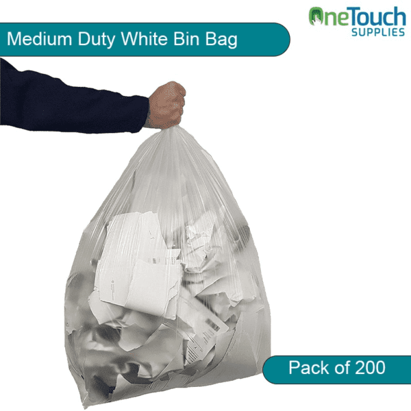 Medium Duty White Bin Bag (Pack of 200)