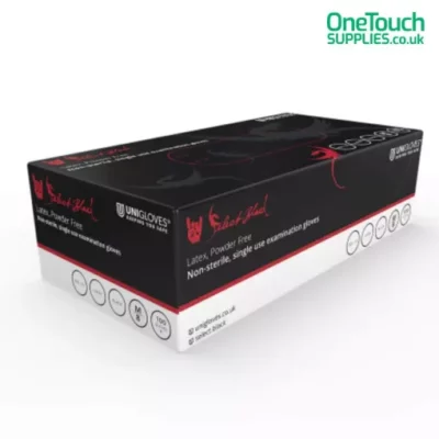 Box of Black Latex Gloves - Powder-Free, Stylish, Food & Medical Safe, Tattooing Industry, Disposable